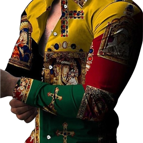 Men’s Cotton, Bamboo, and Microfiber Single Breasted 3-D Printed Club Sh… - Picture 2 of 4